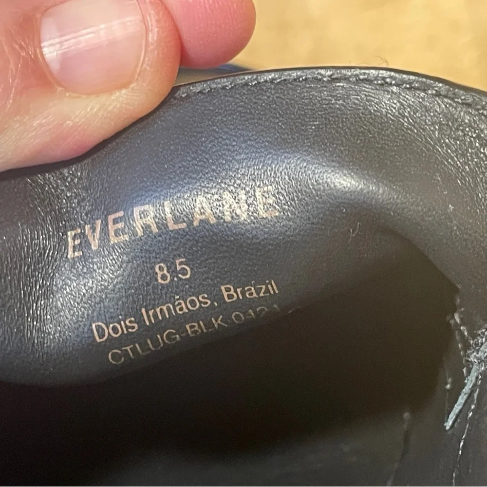 Everlane The Lug Loafer Black Leather Lug Sole Shoes Women's 8.5